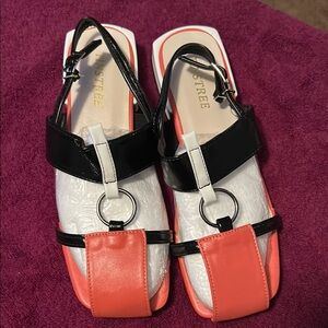 Women's Black and Orange Sandals